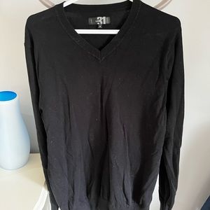 Black knit V-neck sweater- medium